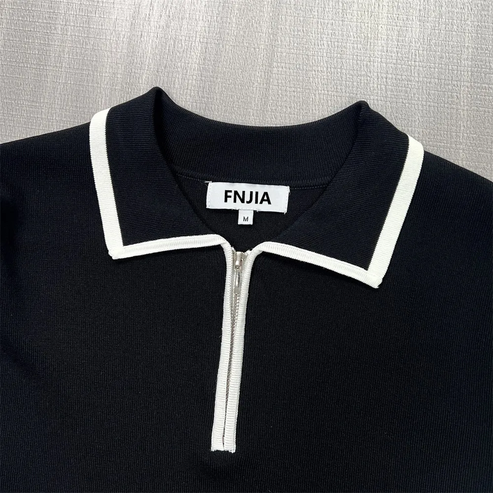 Custom FNJIA half zipper women's tops short sleeved t-shirts