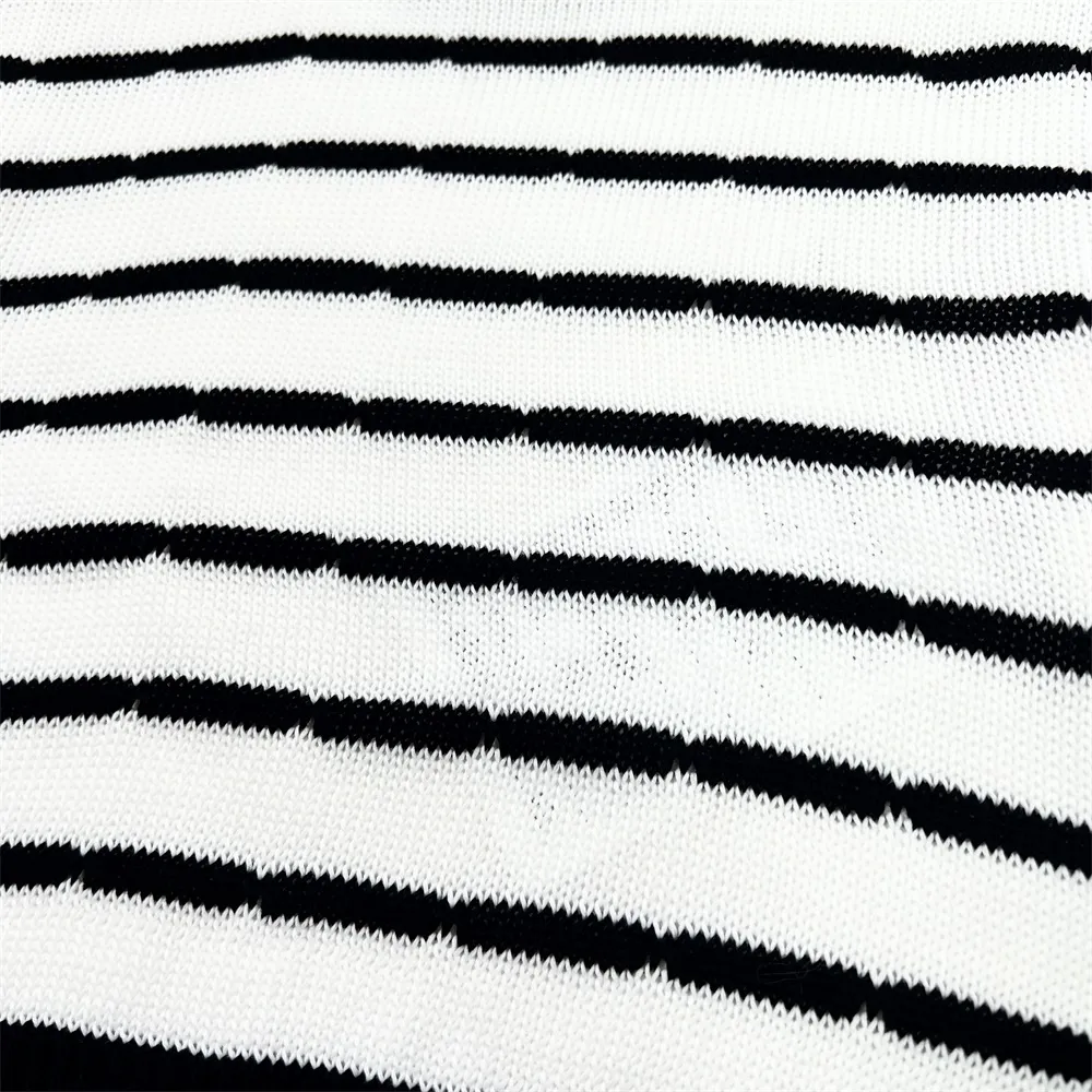 Custom women's striped top Side-opening lace-up design Sexy T-shirt