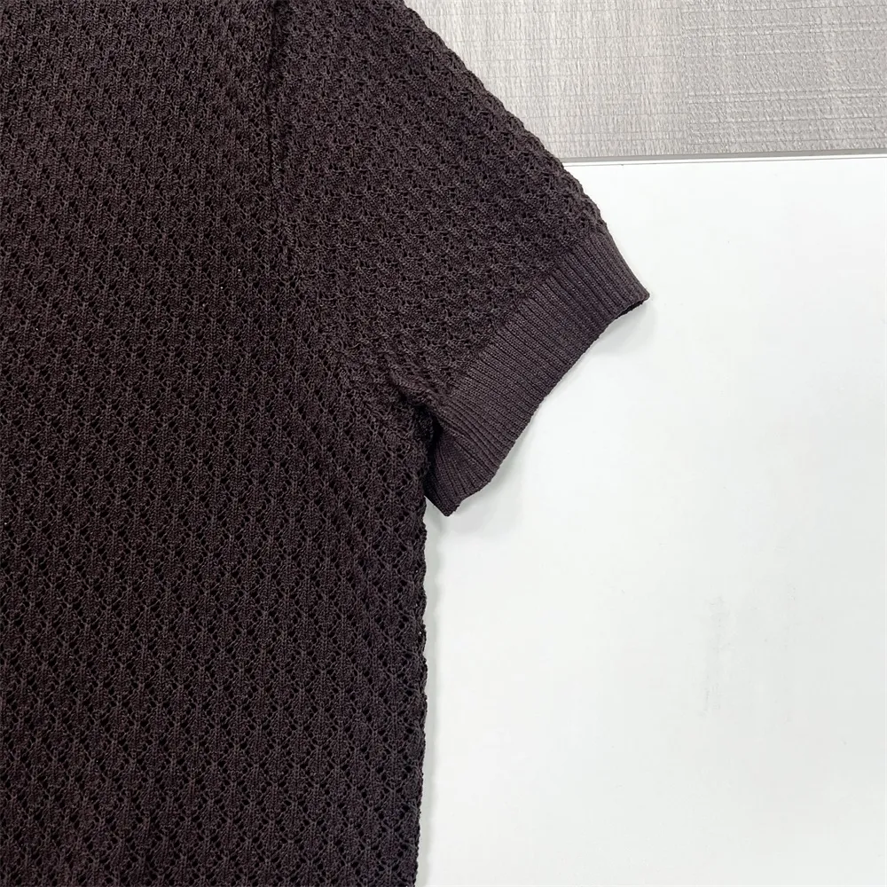 Custom FNJIA Knitted open-collar short-sleeved v-neck polo shirt