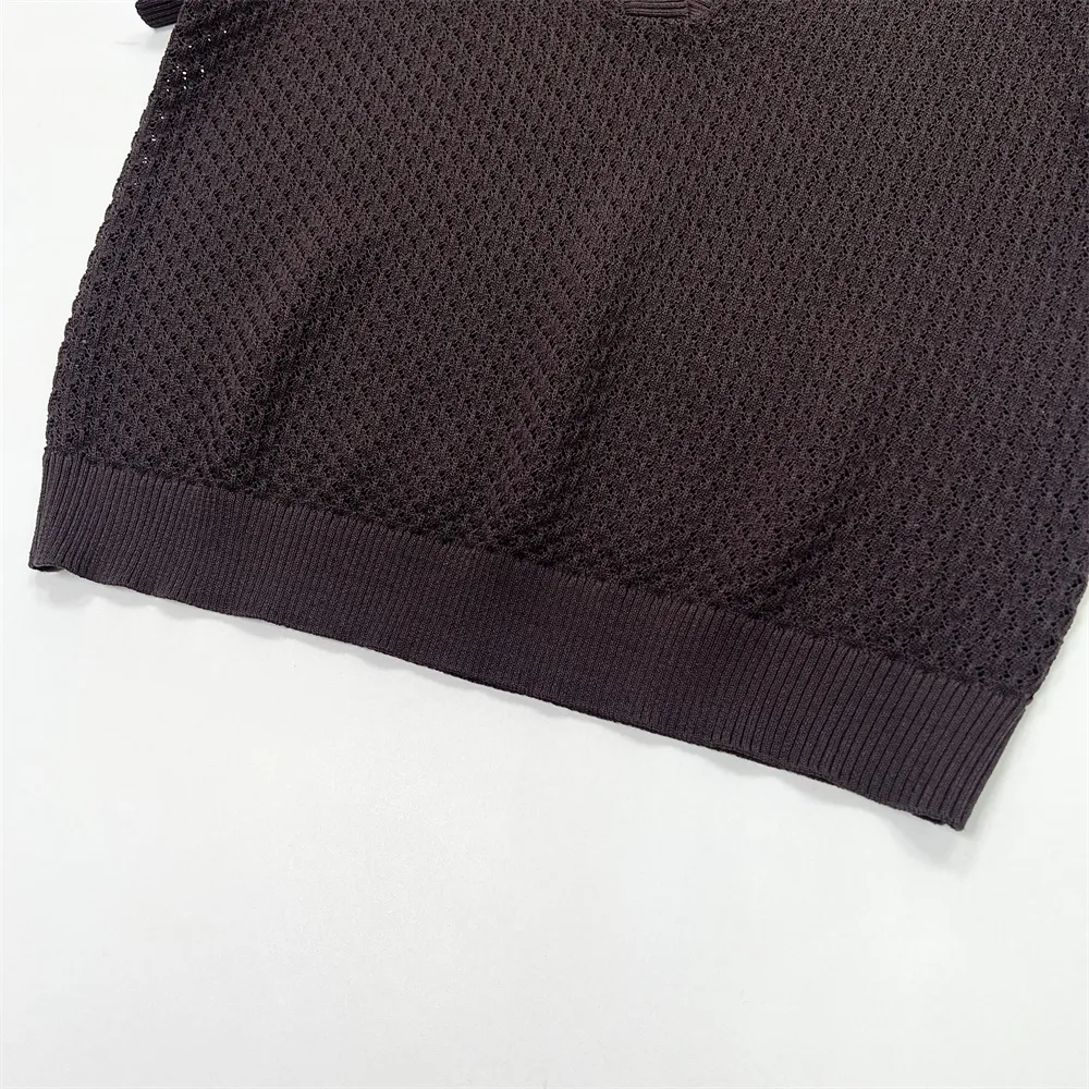 Custom FNJIA Knitted open-collar short-sleeved v-neck polo shirt
