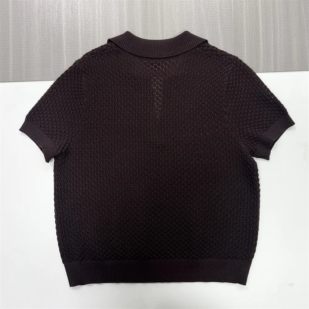 Custom FNJIA Knitted open-collar short-sleeved v-neck polo shirt