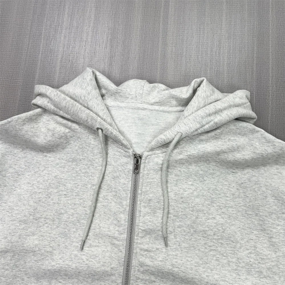 Custom unisex Solid-color zipper-front cardigan hooded jacket