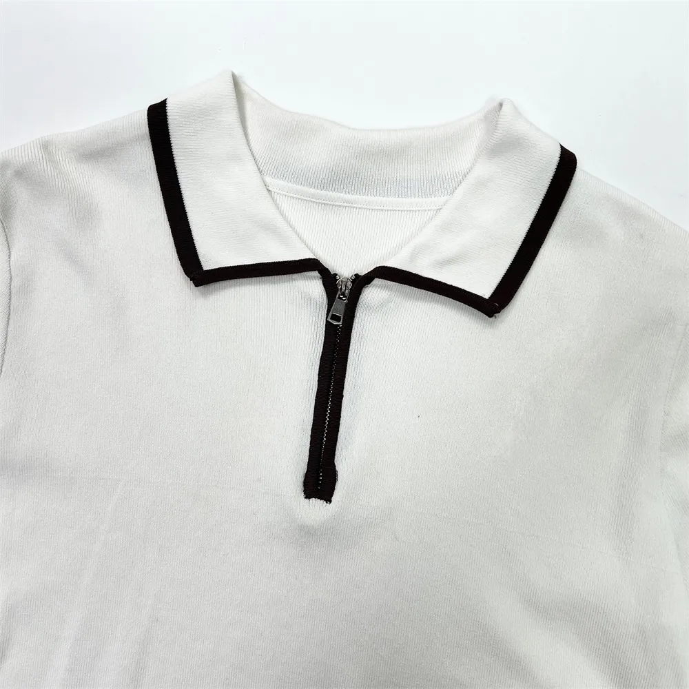 Custom half-zip women's short-sleeved polo shirt casual top
