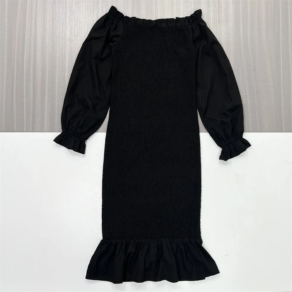 Custom FNJIA off-the-shoulder puff sleeves dresses
