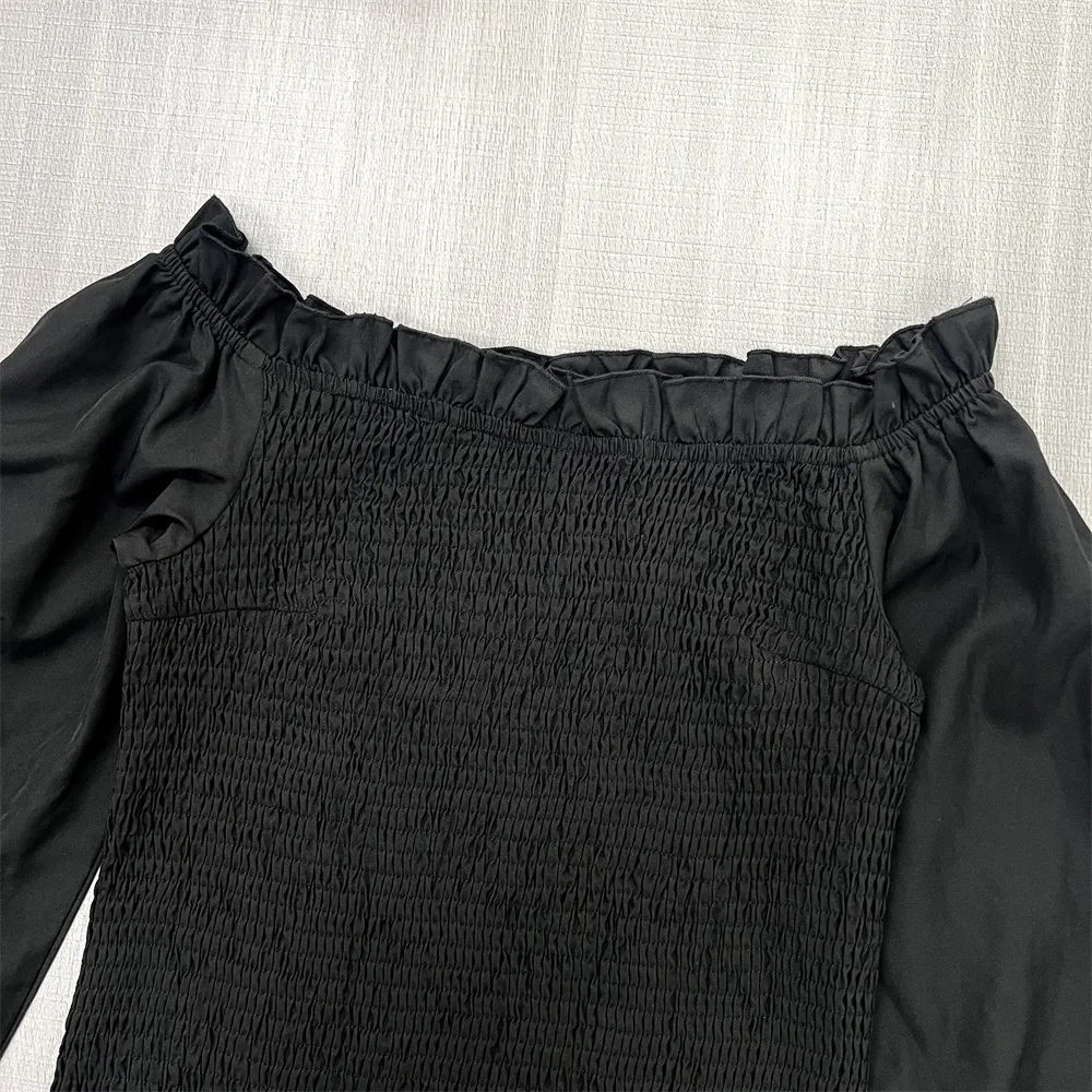 Custom FNJIA off-the-shoulder puff sleeves dresses