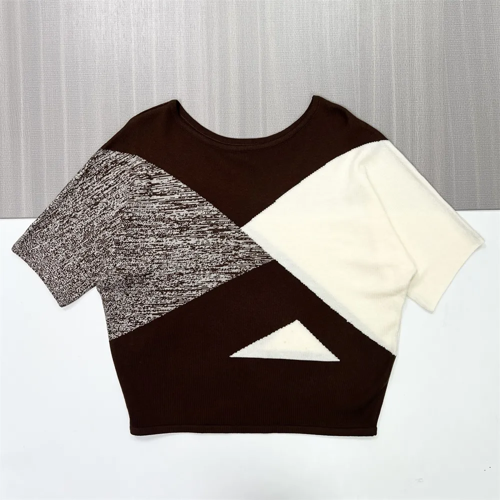 Custom Knitted FNJIA Women's Geometric color pattern design tops