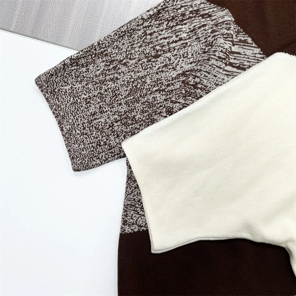 Custom Knitted FNJIA Women's Geometric color pattern design tops