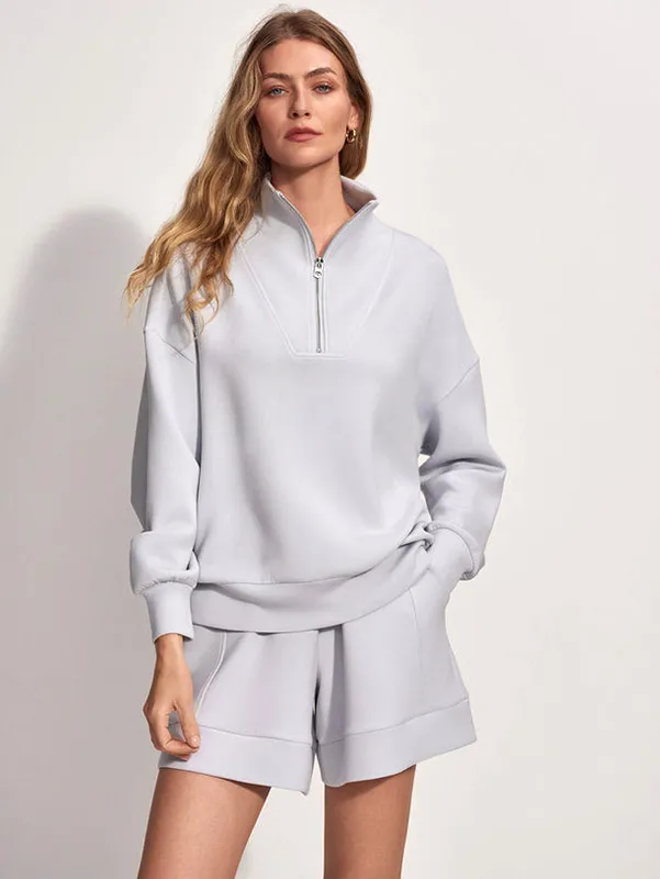 Women&rsquo;s White Half-zip Sweater