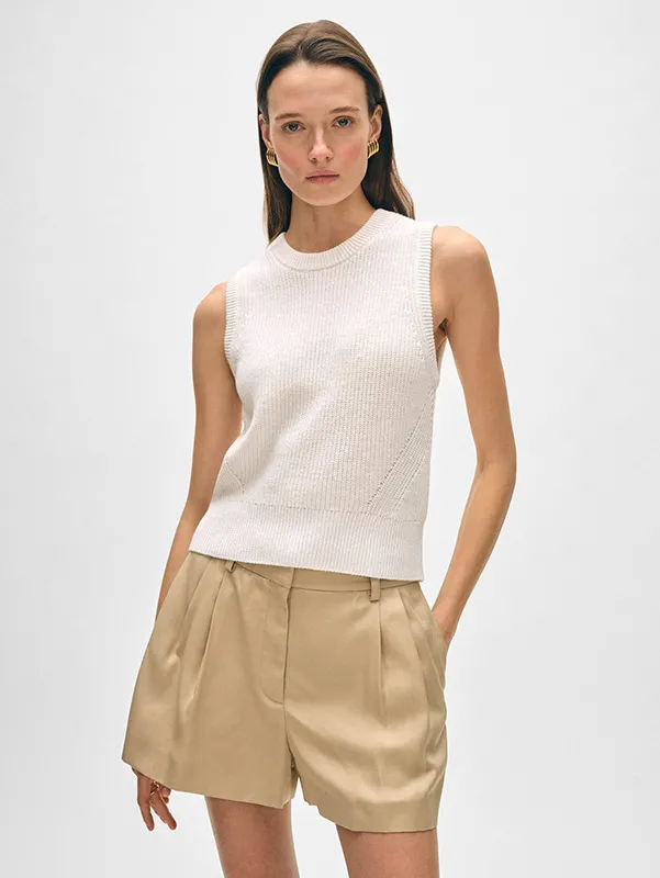 Women&rsquo;s Ribbed Ivory Knitted Vest