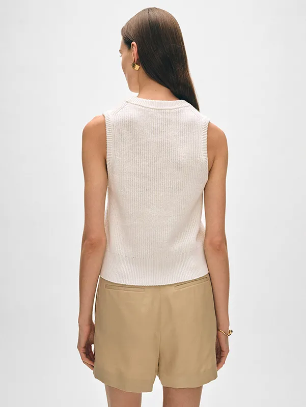 Women&rsquo;s Ribbed Ivory Knitted Vest