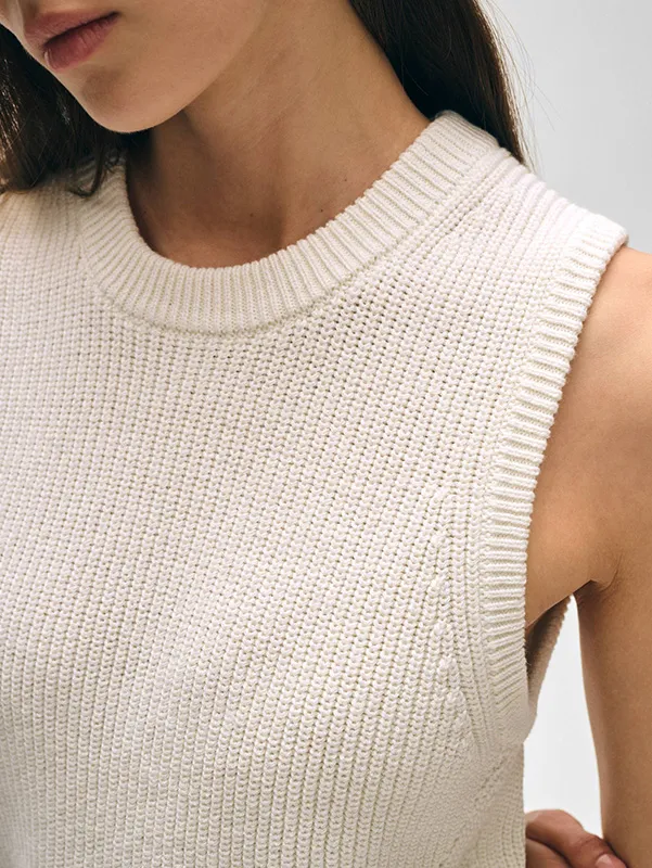 Women&rsquo;s Ribbed Ivory Knitted Vest
