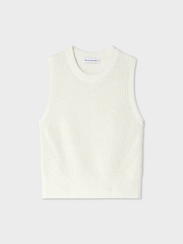 Women&rsquo;s Ribbed Ivory Knitted Vest