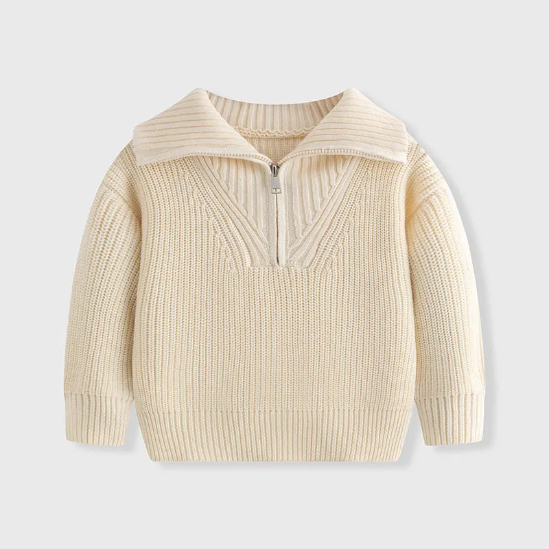 Solid color half zip sweater for kids