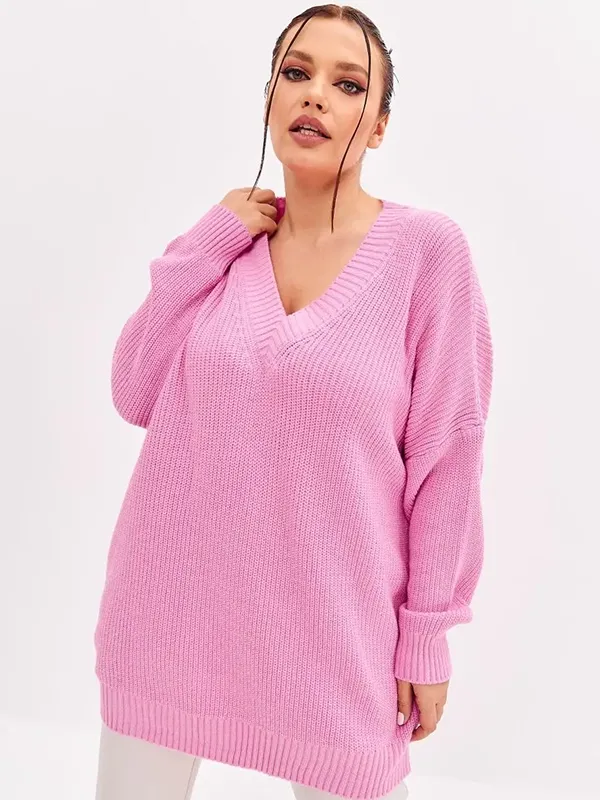 Women V Neck Fashion Warm Sweater