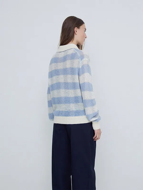 Custom Women's Polo Neck Plaid Knit Sweater