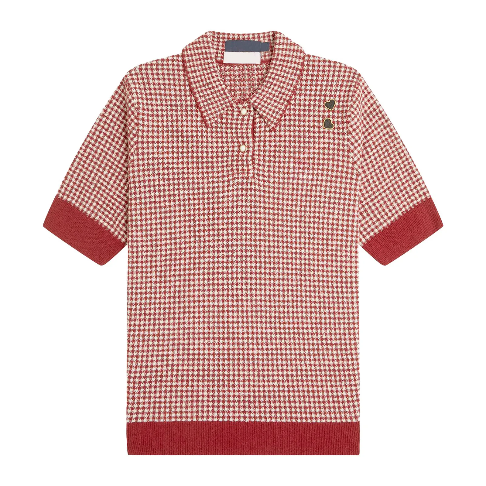 Custom Plaid Knitted Jacquard Women's Polo Shirt
