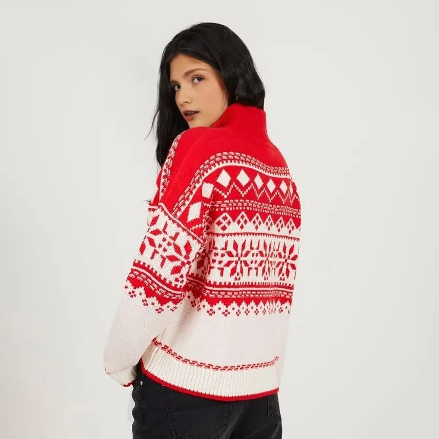 Custom FNJIA Knitted Christmas Sweater Women's Jacquard Jumper
