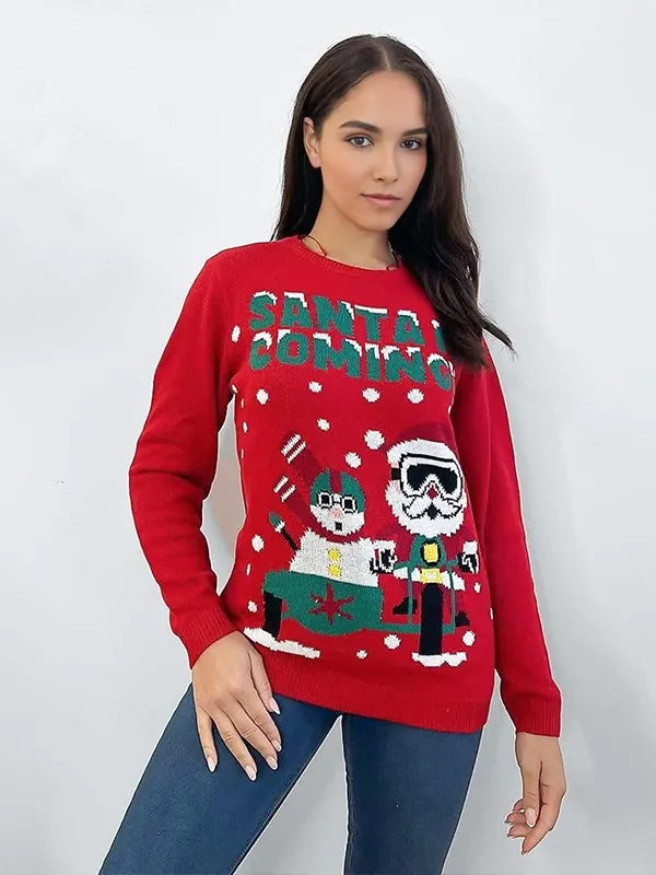 Custom FNJIA Jacquard Christmas Jumper for Women Ugly Xmas Sweater