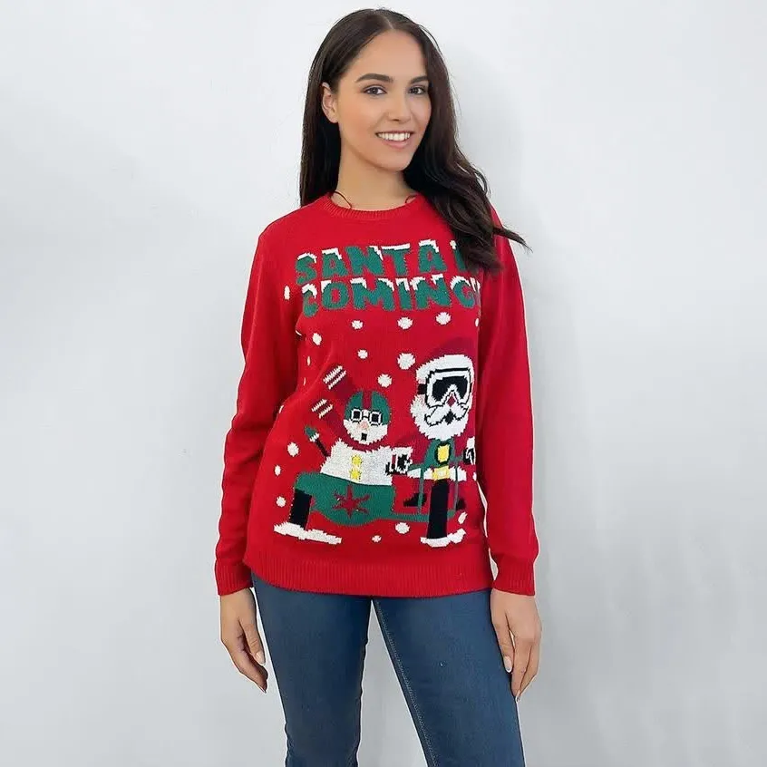Custom FNJIA Jacquard Christmas Jumper for Women Ugly Xmas Sweater