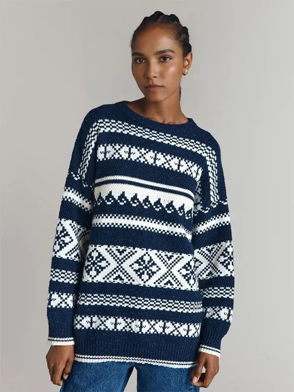 Custom FNJIA Jacquard Holiday Sweater Unisex Ugly Casual Jumper
