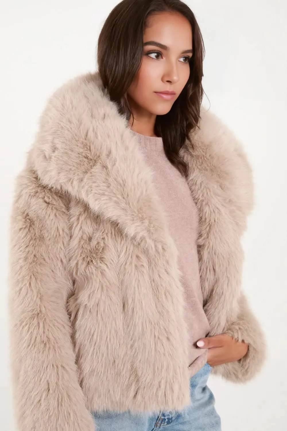 Custom Luxury Style Ladies Fake Fur Coat Winter Women Warm Faux Fur Jacket