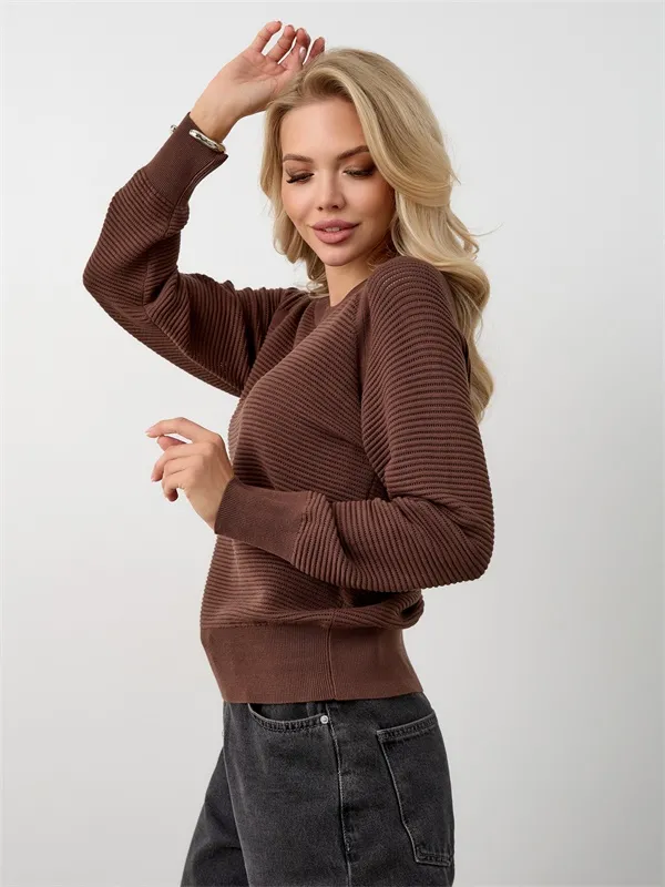 Customized women's solid-color knitted women's sweater
