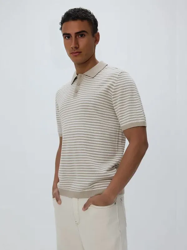 Coston Striped tops Men's short sleeved polo shirt