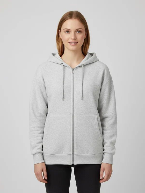 Custom unisex Solid-color zipper-front cardigan hooded jacket