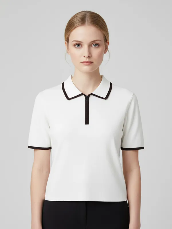 Custom half-zip women's short-sleeved polo shirt casual top
