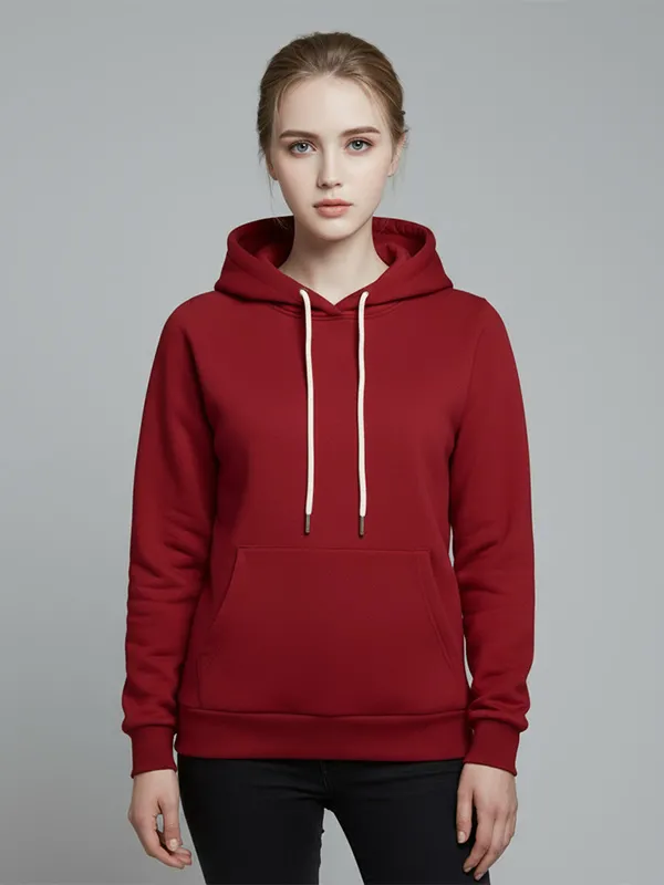 Custom regular design pullover women's solid-color hooded sweater