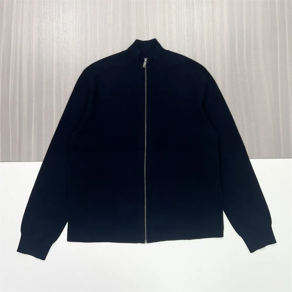 Custom men's knit solid-color zipper jacket