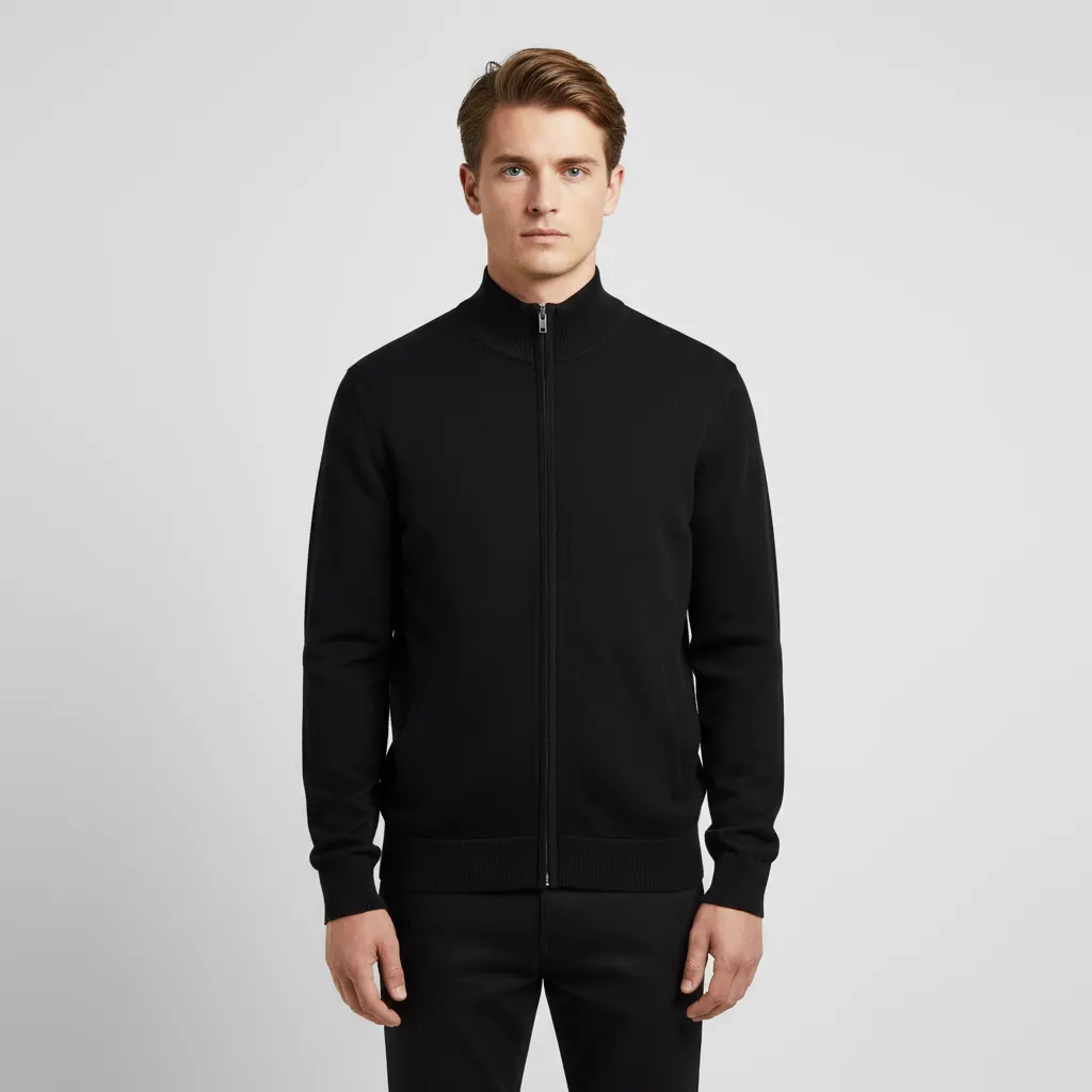 Custom men's knit solid-color zipper jacket
