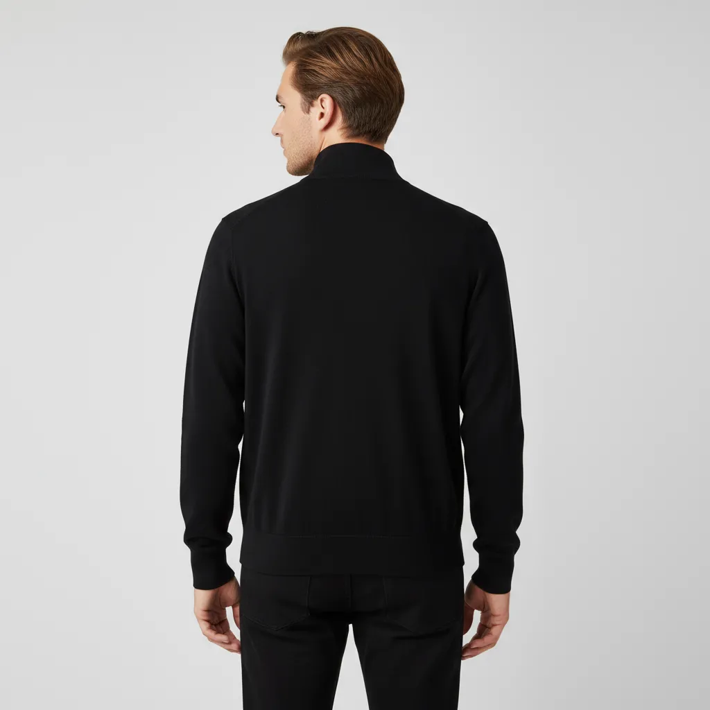 Custom men's knit solid-color zipper jacket