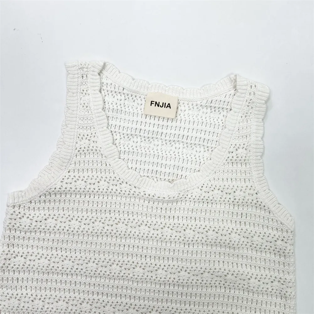 Women's Custom White Hollow-Out Knitted Mini Dress for B2B Tailoring