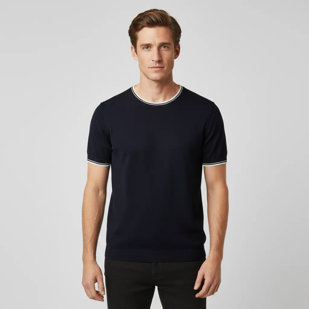 Custom FNJIA Men's Knitted T-shirt Embroidery/Printing, 100pcs+ Bulk, 7-Day Samples