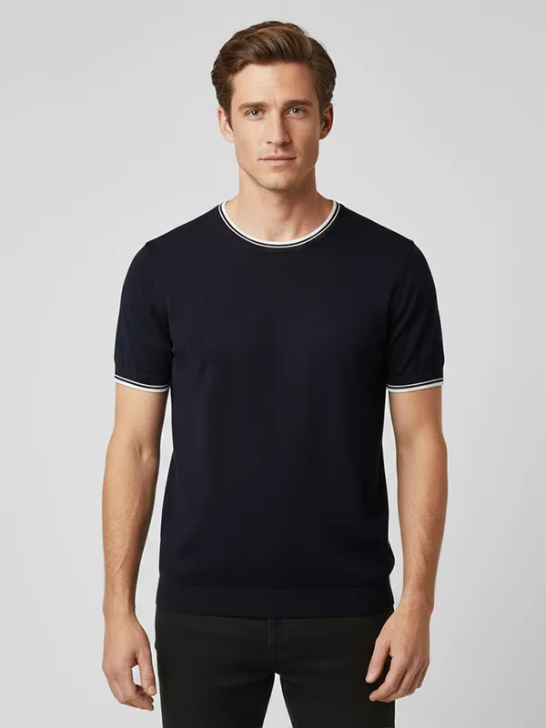 Custom FNJIA Men's Knitted T-shirt Embroidery/Printing, 100pcs+ Bulk, 7-Day Samples