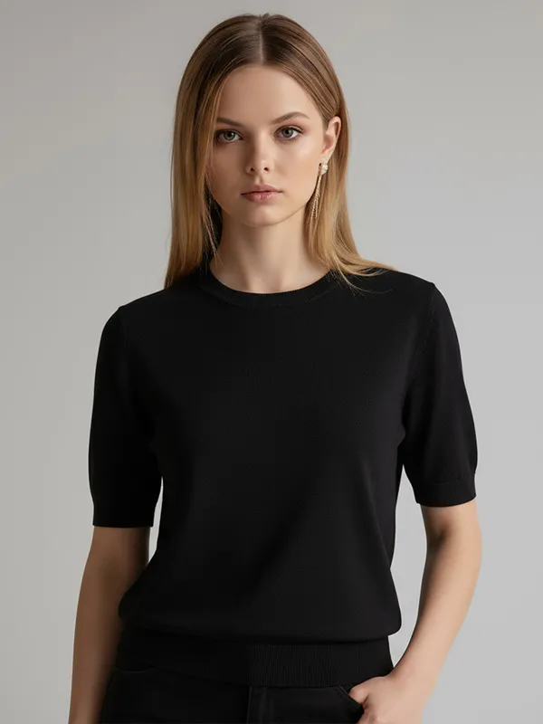 Custom Crew Neck Knit T-Shirt: Short Sleeve, Slim Fit, Minimalist Design