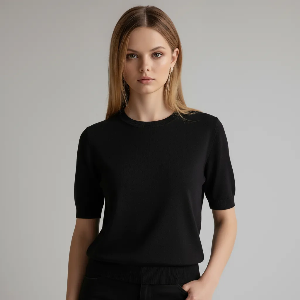 Custom Crew Neck Knit T-Shirt: Short Sleeve, Slim Fit, Minimalist Design