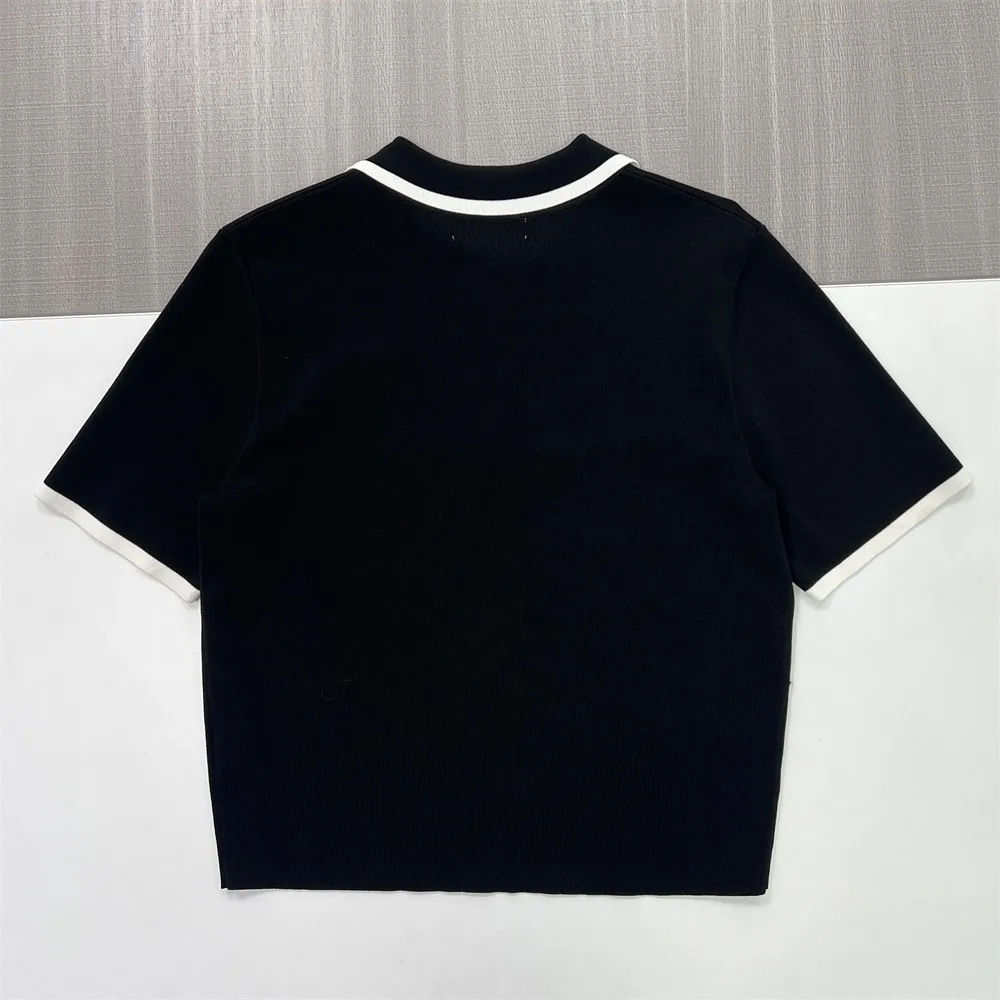 Custom Polo Knit T-Shirt: White Trim, Zip-Up Collar, Short Sleeve Design