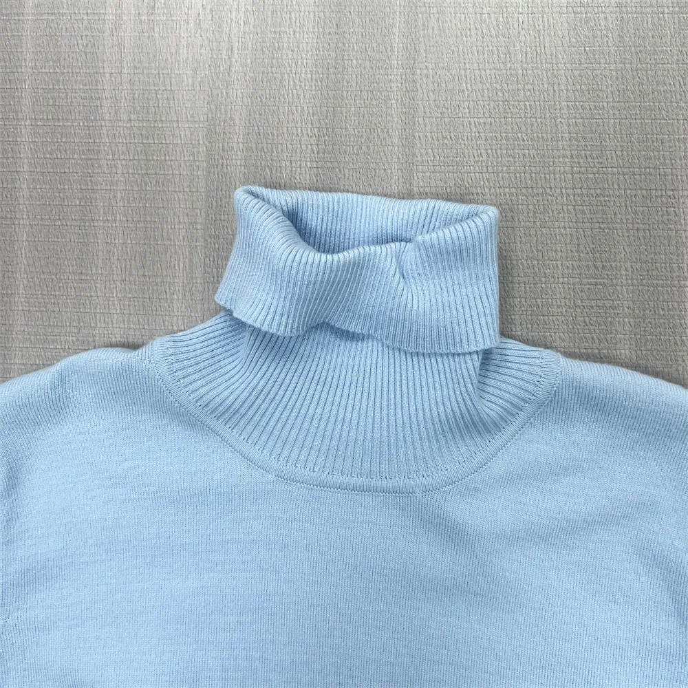 Custom Turtleneck Knit Sweater: Short Sleeve, Elegant Puff Detail Design