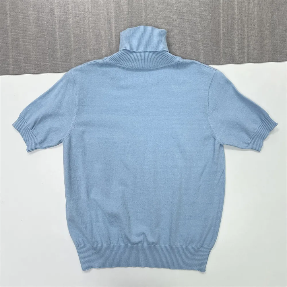 Custom Turtleneck Knit Sweater: Short Sleeve, Elegant Puff Detail Design