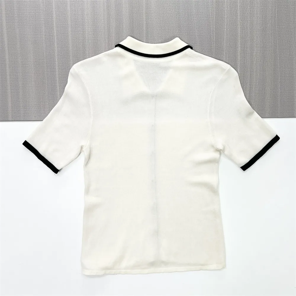 Custom Contrast Trim Knit Shirt: Polo Collar, Short Sleeve, Button-Up Design