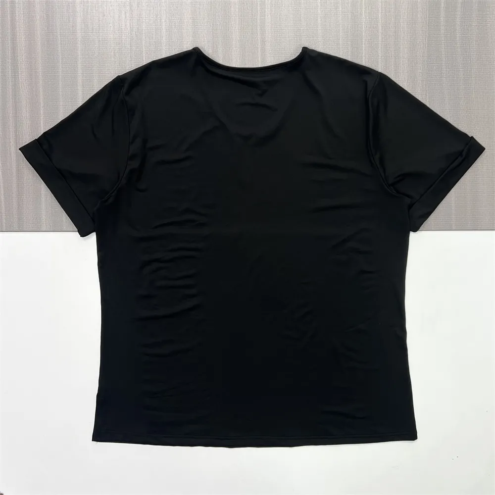 Customizable Collared Knit Top: Open V-Neck, Short Sleeve, Minimalist Design