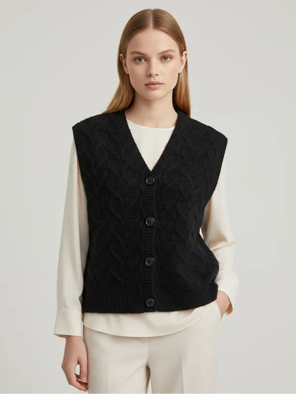 Custom Women's Cotton Knitted Tank Top V-Neck Sleeveless Soft Knitted Vest Sweater Comfortable Style Knit Tops