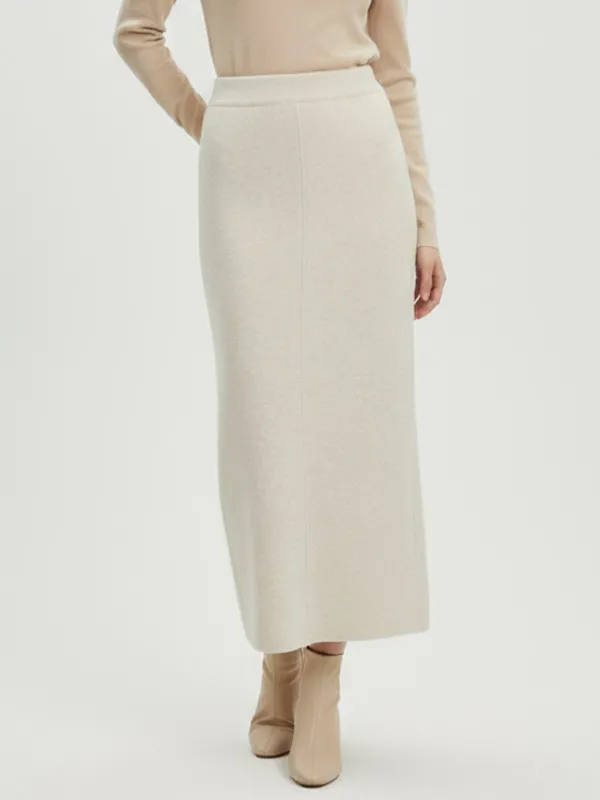 Customizable Knit Midi Skirt: High-Waist, Straight Cut, Minimalist Design