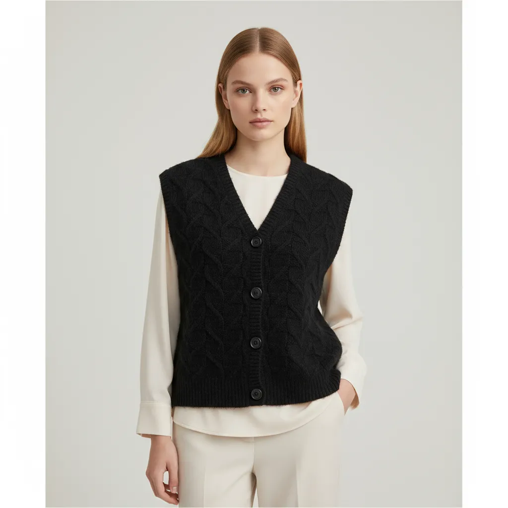 Custom Women's Cotton Knitted Tank Top V-Neck Sleeveless Soft Knitted Vest Sweater Comfortable Style Knit Tops