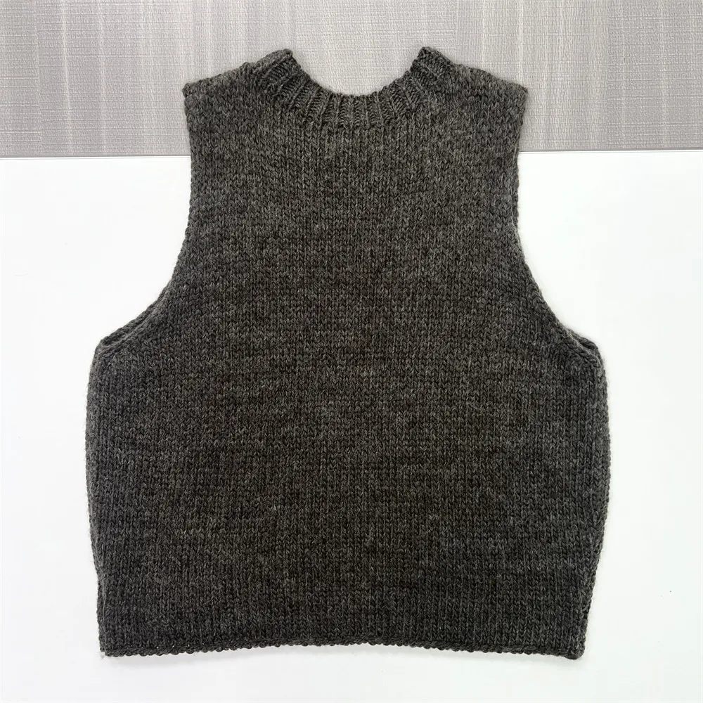Custom Women's Summer Casual Breathable Ribbed Knit Tops Crew Neck Sweater Vest Tank Top
