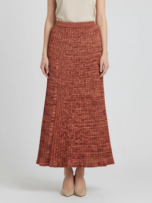 Customizable Textured Knit Maxi Skirt: High-Waist, Flared Cut, Elegant Design