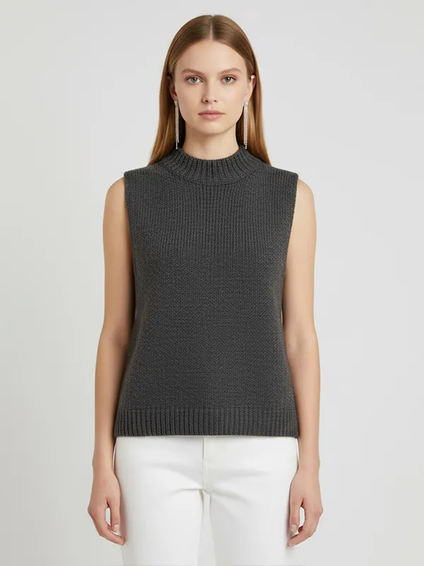 Custom Women's Summer Casual Breathable Ribbed Knit Tops Crew Neck Sweater Vest Tank Top