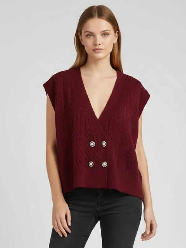 Custom Vintage V-Neck Slim Fit Sleeveless Summer Knit Versatile Casual Chic Pullover Top Breathable Design